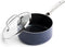 Blue Diamond Steelpan met deksel – Keramische coating ingelegd met diamantdeeltjes – Ø18 cm – Blauw – Sauspan - Met GRATIS panbeschermer