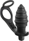 Blue Junker Ap071 - Cockring met Vibrerende Buttplug - 16 x 3.9cm - Zwart
