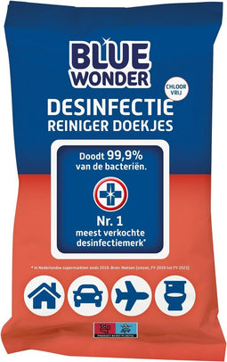 Blue Wonder Desinfectie Reiniger Doekjes - Handig Voor Onderweg - 20 doekjes