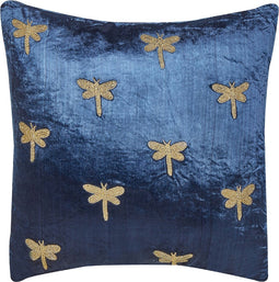 BLUESTEM - Sierkussen - Marineblauw - 45 x 45 cm - Fluweel