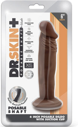 Blush Dildo Love Toy Dr. Skin Plus 6 Inch Posable Dildo Chocolate Bruin