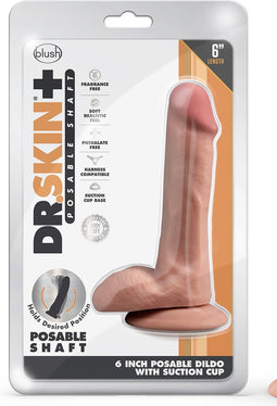 Blush Dildo Love Toy Dr. Skin Plus 6 Inch Posable Dildo With Balls Mocha Bruin