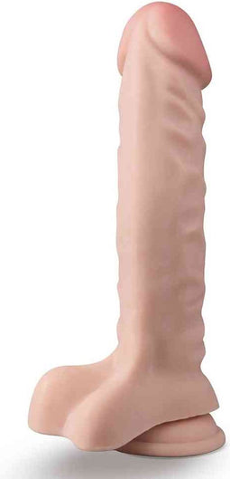 Blush Dildo Love Toy Dr. Skin Plus 9 Inch Posable Dildo With Balls Vanilla beige