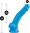 Blush - Neon dildo met scrotum 19 cm dual density - Blauw