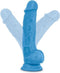Blush - Neon dildo met scrotum 19 cm dual density - Blauw
