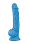Blush - Neon dildo met scrotum 19 cm dual density - Blauw