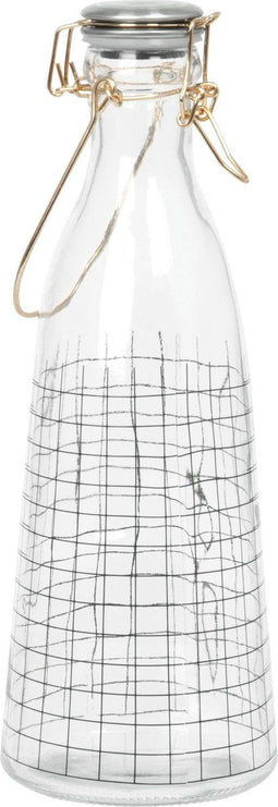 Present Time - Waterfles Squares patroon - Glas - 29cm - 10cm