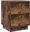 vidaXL - Nachttafeltje - met - LED-verlichting - in - Gerookt - Eiken - 39x34.5x50 - cm