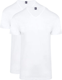 Alan Red Vermont - T-shirt V-hals Regular fit Korte mouw Wit (2-pack) - Maat M