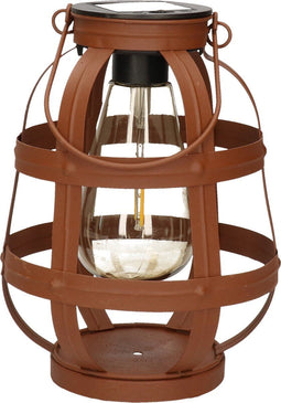 Solar lantaarn metaal roest bruin met hengsel 18,5 cm - Tuinlantaarns - Solarverlichting - Tuinverlichting