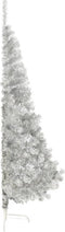 vidaXL - Kunstkerstboom - half - met - standaard - 180 - cm - PET - zilverkleurig