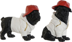 Decoratieve figuren Home ESPRIT Wit Zwart Rood Hond 25 x 12 x 21 cm (2 Stuks)