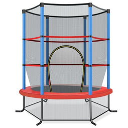 Coast Kindertrampoline - Ø 165 cm - Veiligheidsnet en Stalen Frame - Blauw/Rood