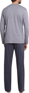 Schiesser Heren Pyjama - Lange broek - Serafinokraag met knoopsluiting - Antraciet