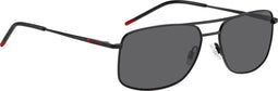 Hugo By Boss Hg 1287/S - Rechthoekig Metaal Heren Zonnebril - Grijze lenzen - Zwart frame