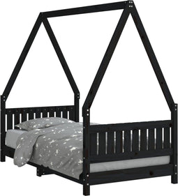 vidaXL - Kinderbedframe - 80x160 - cm - massief - grenenhout - zwart