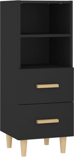 vidaXL - Dressoir - 34,5x34x90 - cm - bewerkt - hout - zwart