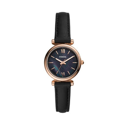 Fossil Carlie ES4700 - Dameshorloge 28 mm - Rosékleurig roestvrij staal - Zwart