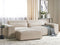 HELLNAR - Tweezitsbank met ottomaan - Beige - Fluweel