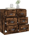 vidaXL - Dressoir - 70x35,5x67,5 - cm - bewerkt - hout - gerookt - eikenkleurig