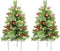 Kerstboom 24 inch Prelit 2 Set Pathway Veranda Kerstbomen Pre-Light LED Batterij Werkt Outdoor Xmas