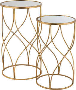 J-Line bijzettafels Lien Spiegel - ijzer - goud - set van 2