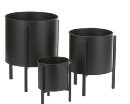 Jessy Pot op Standaard - Verhoogde Pot voor Planten - Zwart Metaal - 20 x 15 x 15 cm