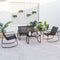 Coast 4-Delige Schommel Patioset - 2 Schommelstoelen (72x61x80 cm) en Loveseat (72x114x80 cm) - Glazen Salontafel - Zwart (2 stuks)