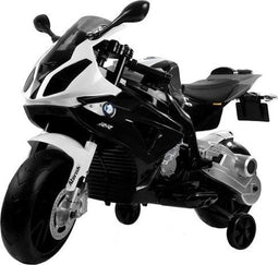 BMW S1000 Motor 12 V - Zwart, Wit - Elektrische Motorfiets voor Kinderen - Motor - BMW - Rubberen EVA Banden - Kunst Lederen Zitje