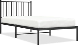 vidaXL - Bedframe - met - hoofdbord - metaal - zwart - 90x200 - cm