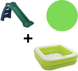 Little Tikes Glijbaan First Slide New Color + Intex Play Box Pool 85X85X23Cm Groen