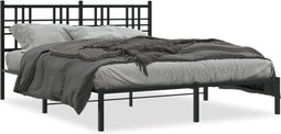 vidaXL - Bedframe - met - hoofdbord - metaal - zwart - 160x200 - cm