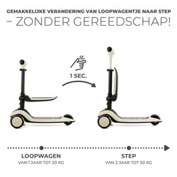 Kinderkraft HALLEY - 2-in-1 Loopfiets & Step - Verstelbaar Zadel & Stuur - LED Wielen - Wit