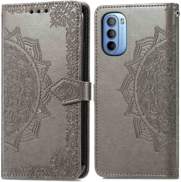 iMoshion Hoesje Geschikt voor Motorola Moto G14 Hoesje Met Pasjeshouder - iMoshion Mandala Bookcase - Grijs