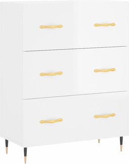 vidaXL - Dressoir - 69,5x34x90 - cm - bewerkt - hout - hoogglans - wit