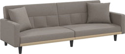 vidaXL - Slaapbank - met - kussens - stof - taupe