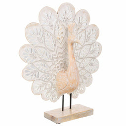 Decoratieve figuren Alexandra House Living Natuurlijk Glas Hout MDF Pauw 53 x 12 x 46 cm
