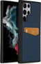 Accezz Samsung Galaxy S22 Ultra - Back Cover - Premium Leather Card Slot - Donkerblauw