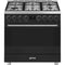 SMEG B91GMMBNLK2 - Vrijstaand fornuis gas/elektro - 6 kookzones 115 liter - mat zwart