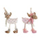 Kerstversiering DKD Home Decor Wit Roze Rendier 12 x 20 x 40 cm (2 Stuks)
