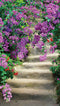 Customize it - Tuinschilderij trap bloemen 130x70cm