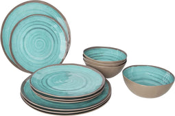 Bo-Camp - Servies - Halo - 12 Stuks - Aqua