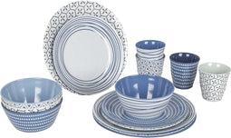 Bo-Camp - Servies - Mix & Match- 16 Stuks - Blauw