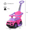 Coast 3-in-1 Loopauto - Duwauto - Afneembare duwstang - Roze - 89×43×84 cm