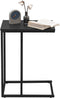 Woltu Bijzettafel C-vormig - Industrieel Metaal & Hout - 45 x 25 x 63,6 cm - Zwart