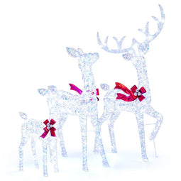Coast 3-delige LED Rendierfamilie - Kerstdecoratie - 215 LED’s cool white - iriserend - rood accent