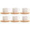 Set van 6 kopjes met schotel Home ESPRIT Wit Natuurlijk Bamboe Porselein 220 ml