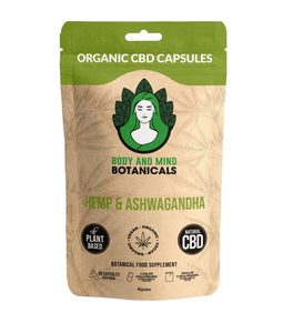 Body & Mind Botanicals – Hemp & Ashwagandha – Organic Hemp Capsules – Vegan Supplement – 90 Capsules