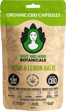Body & Mind Botanicals - Hennep & Citroenmelisse - Biologische Hennepcapsules - Veganistisch supplement - 90 capsules