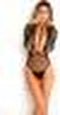 Body Plunge doorzichtige teddy - Zwart - Maat: M/L
